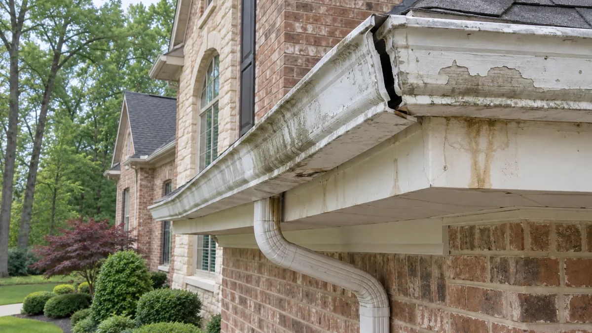 Gutter repair work on a home in Hamilton County, Indiana