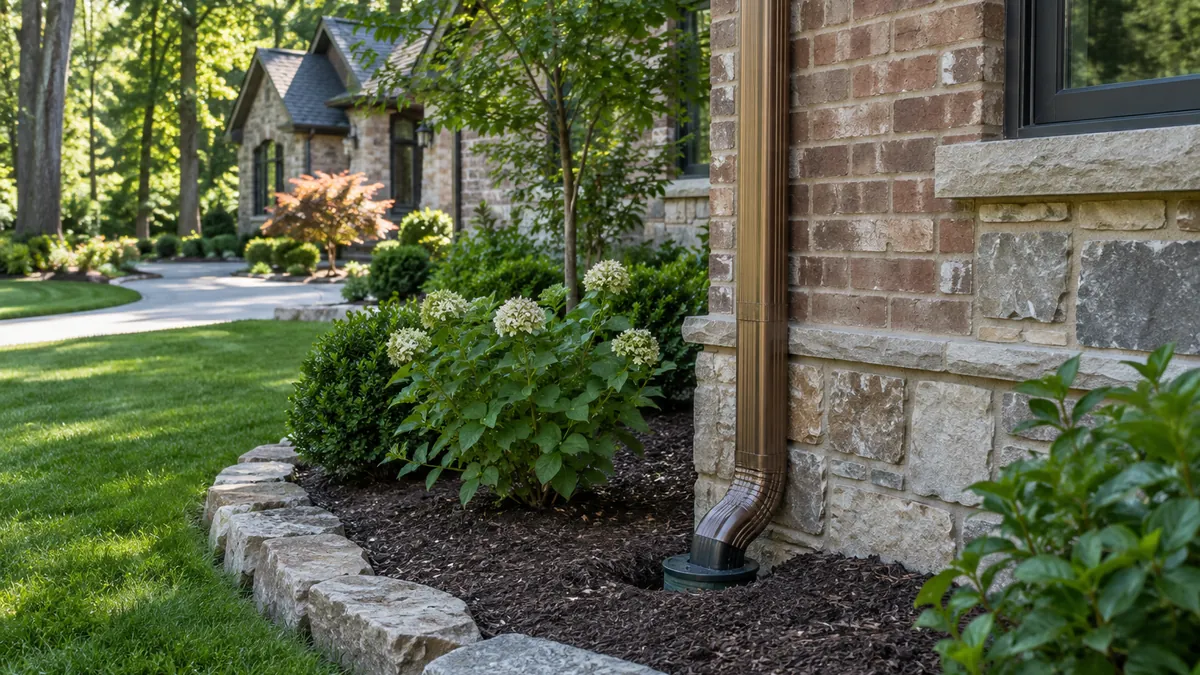 Downspout drainage system on a Hamilton County residence