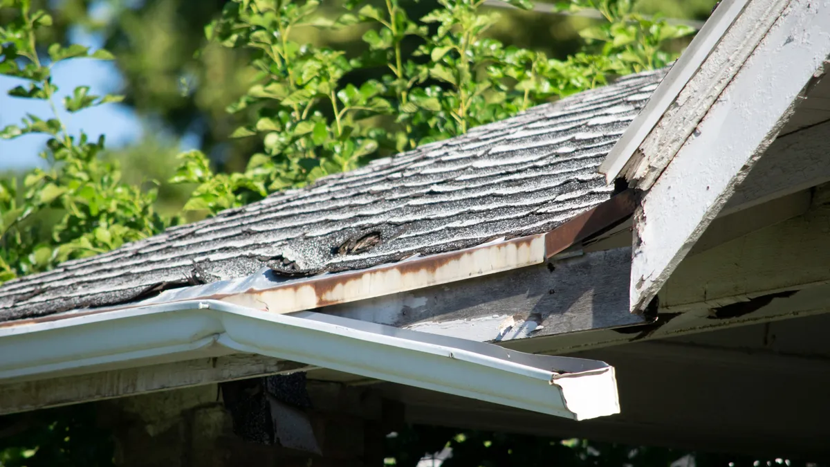 Gutter repair work on a home in Hamilton County, Indiana